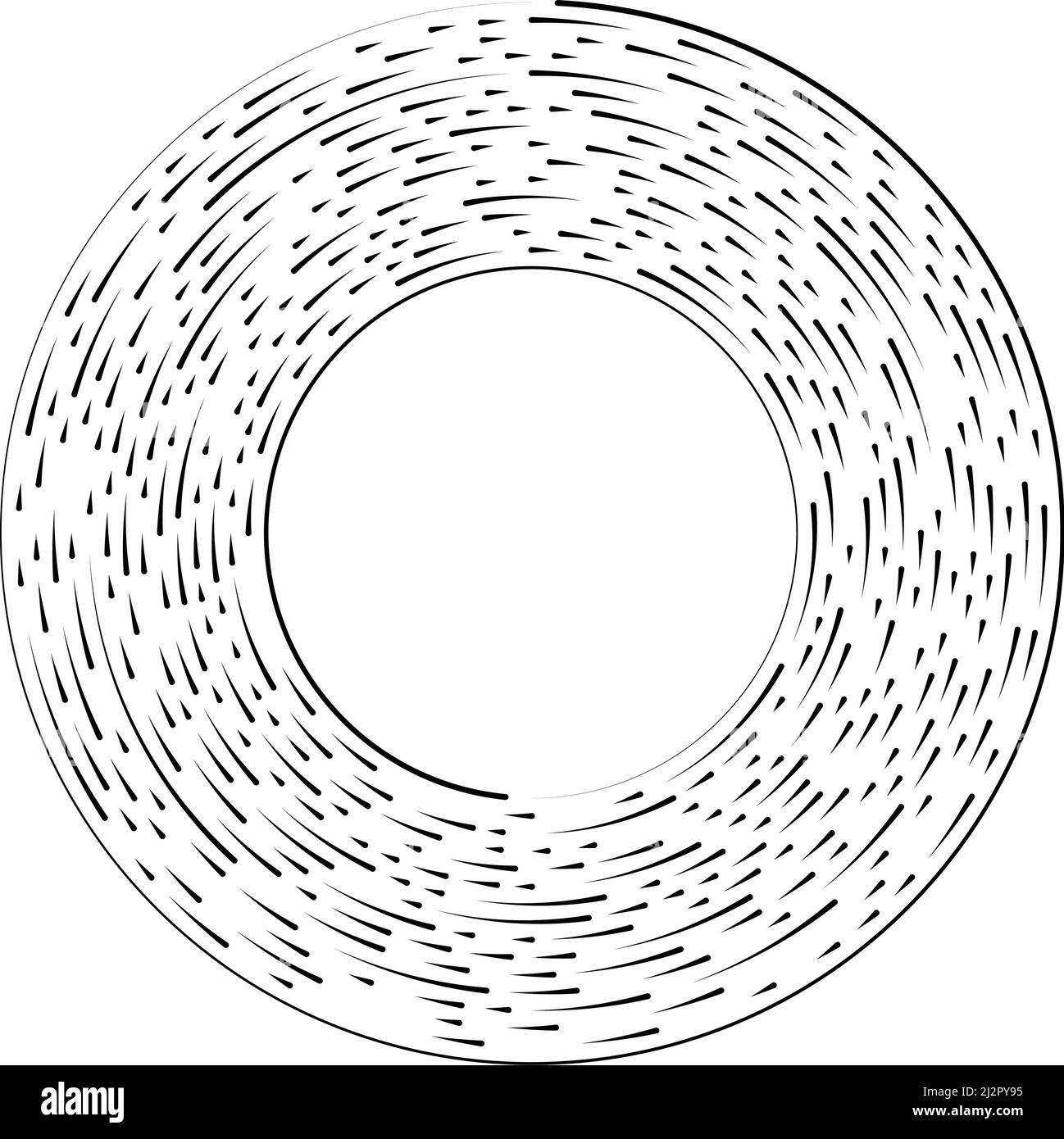 Linee circolari radiali casuali. Elemento vettoriale del cerchio geometrico astratto. Effetto burst, spiral, swirl. Illustrazione vettoriale di stock, grafica clip-art Illustrazione Vettoriale