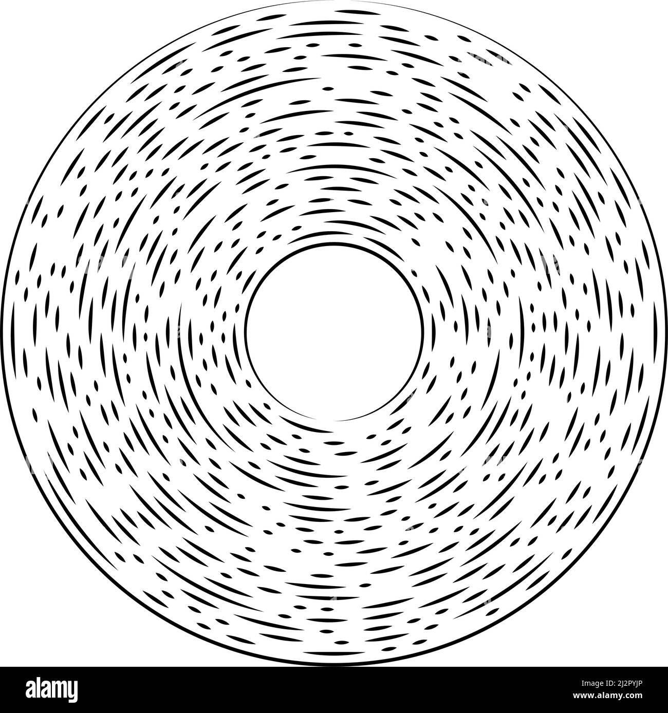 Linee circolari radiali casuali. Elemento vettoriale del cerchio geometrico astratto. Effetto burst, spiral, swirl. Illustrazione vettoriale di stock, grafica clip-art Illustrazione Vettoriale