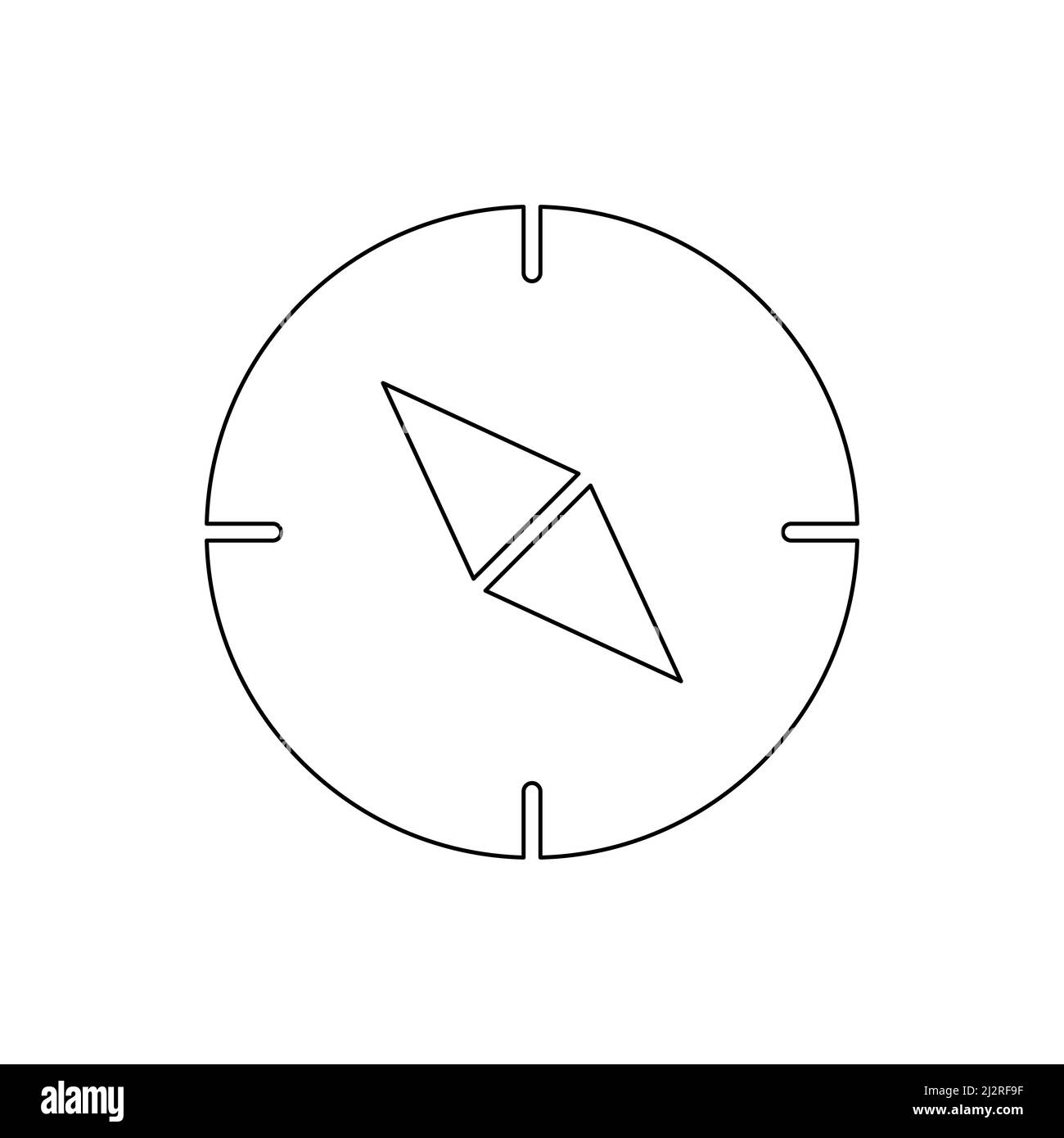 Icona della linea della bussola. Simbolo del dispositivo di navigazione. Illustrazione vettoriale isolata su bianco Illustrazione Vettoriale