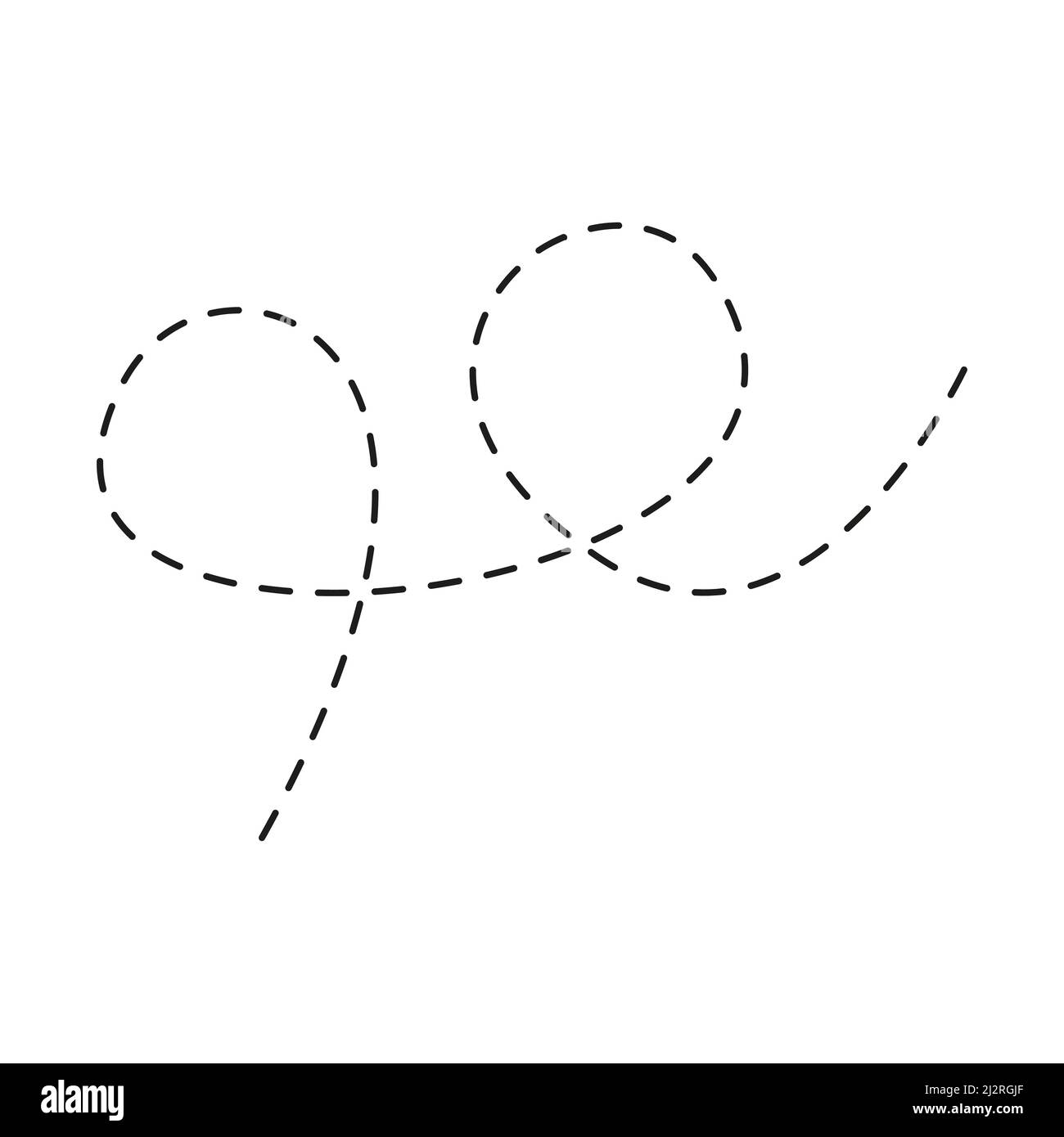 Percorso della curva punteggiata. Elemento di traffico. Percorso lineare dei punti. Vettore isolato su bianco Illustrazione Vettoriale