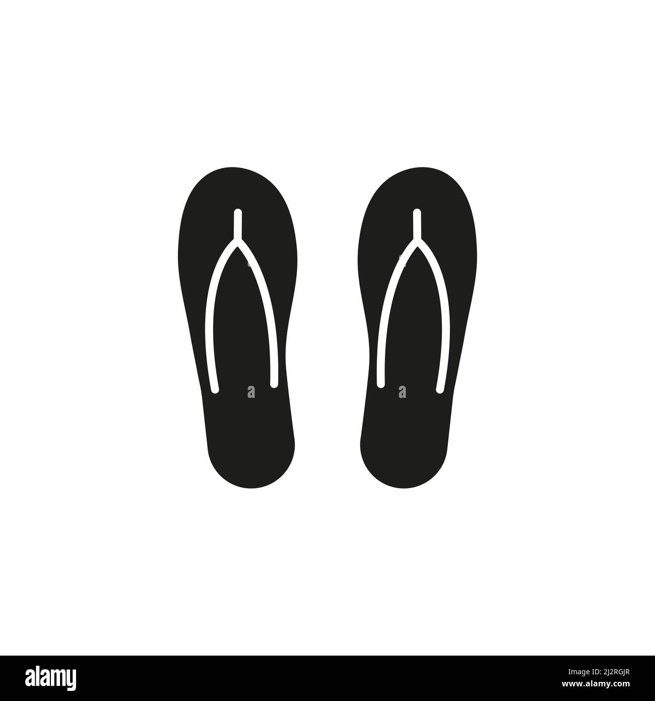 Icona della linea delle pantofole. Scarpe Summer Outline. Cartello con la scritta Beach Slipper. Vettore isolato su bianco. Illustrazione Vettoriale