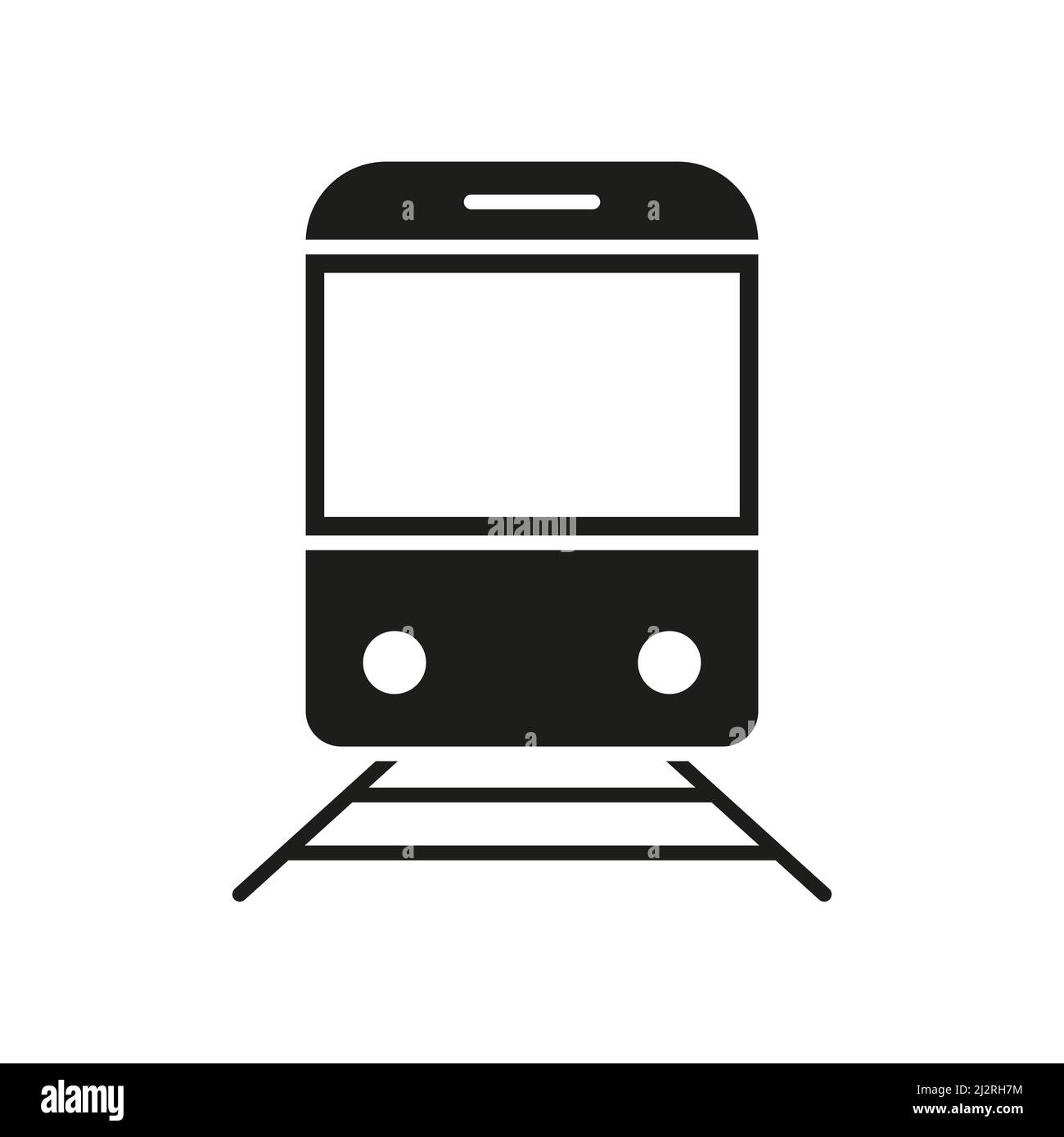 Icona nera del treno. Cartello di silhouette per il trasporto. Simbolo del profilo della metropolitana. Illustrazione Vettoriale