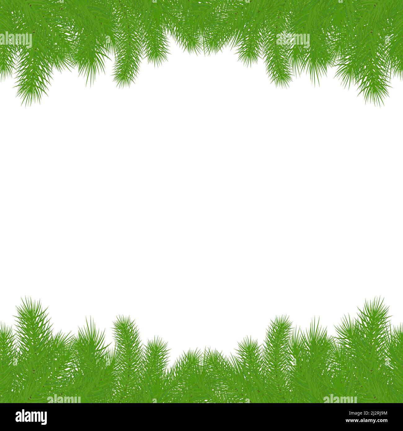 Albero di Natale rami sfondo. Concetto di wallpaper di Capodanno. Spazio copia vuoto per le vacanze invernali. Illustrazione Vettoriale