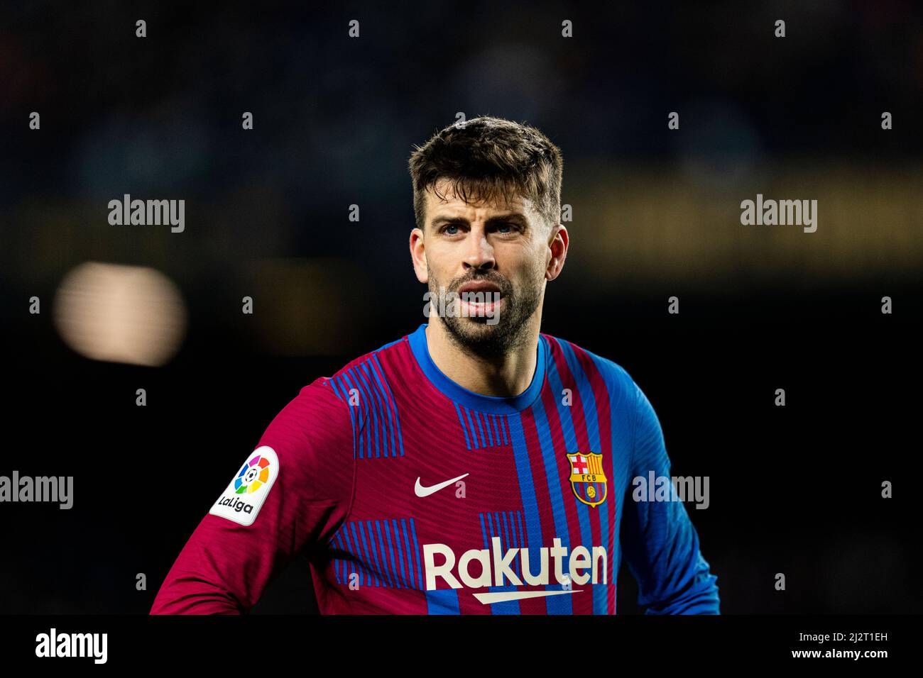 Barcellona, Spagna. 3rd Apr 2022. Gerard Pique (FC Barcellona) è stato raffigurato durante la partita di calcio la Liga tra il FC Barcelona e il Sevilla FC, allo stadio Camp Nou di Barcellona, in Spagna, il 3 aprile 2022. Foto: SIU Wu. Credit: dpa/Alamy Live News Foto Stock