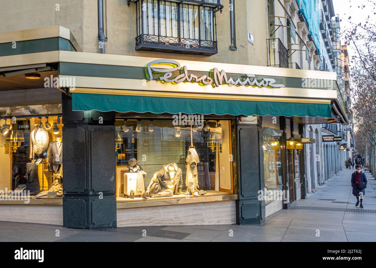Sastreria Pedro Munoz, Custom sarto a Madrid, Spagna. Shopping a Calle de Serrano, Madrid Foto Stock