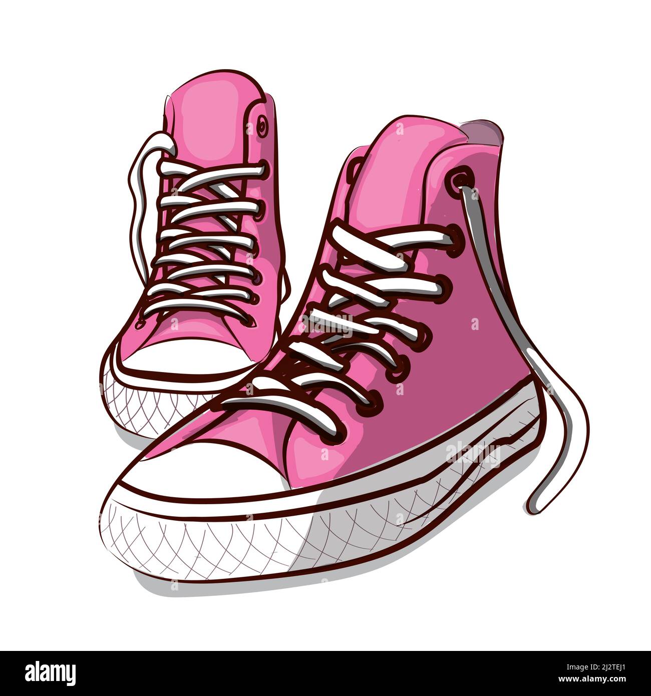 Belle sneakers rosa. Illustrazione vettoriale di un'immagine o di un poster. Scarpe per giovani. Sport, corsa e camminate. Illustrazione Vettoriale