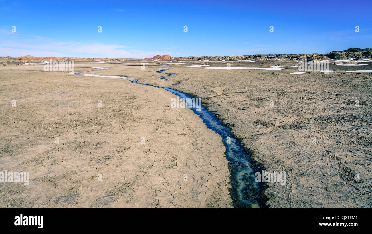 Vista panoramica della zona naturalistica di Bitti De-Na-Zin nel New Mexico in inverno Foto Stock