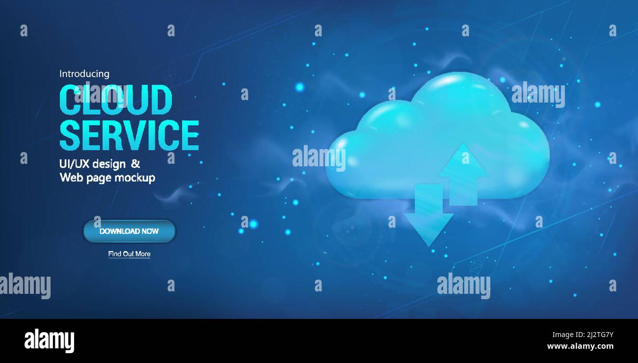 Banner Web archiviazione cloud Illustrazione Vettoriale