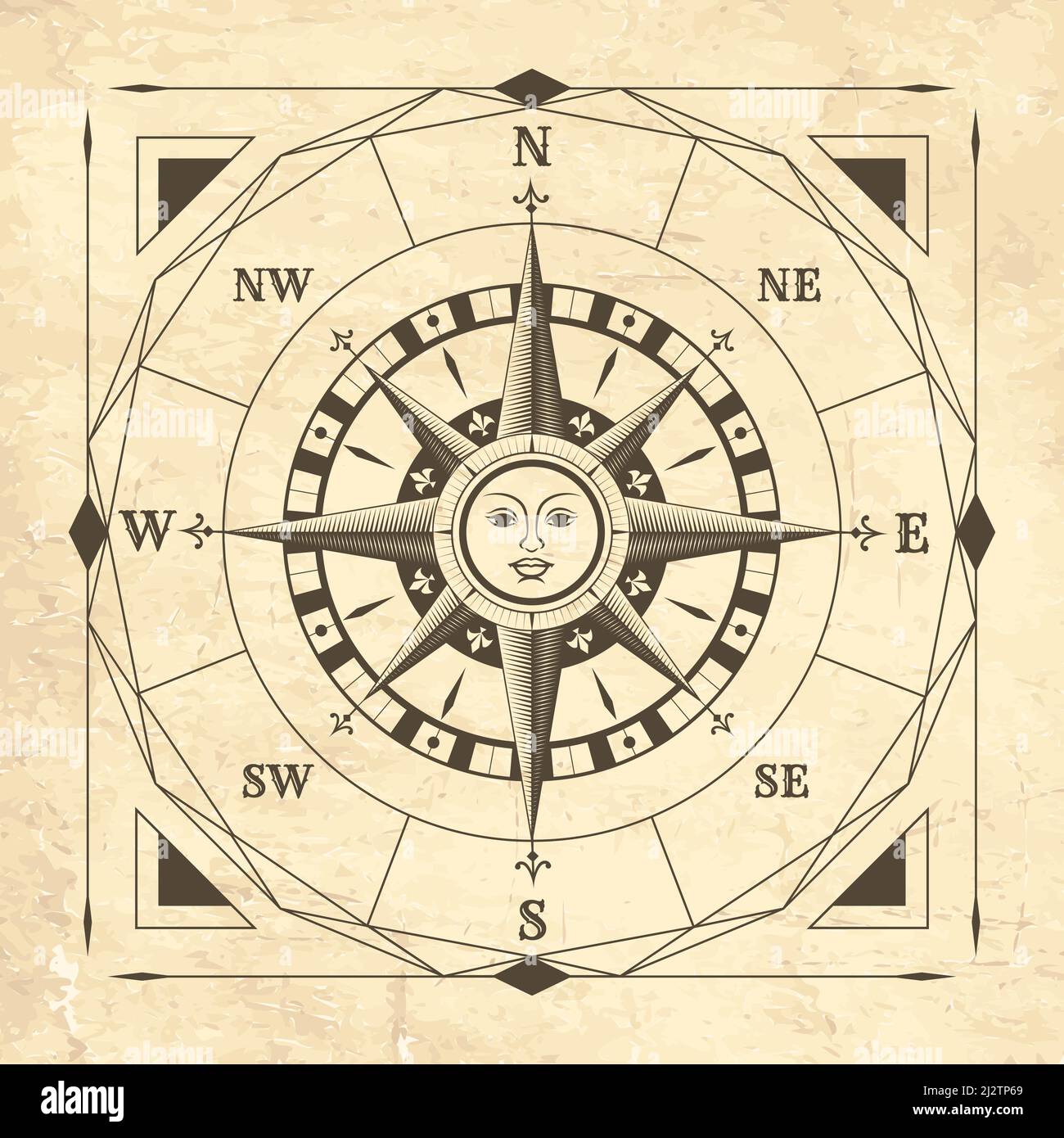 Antica rosa nautica Illustrazione Vettoriale