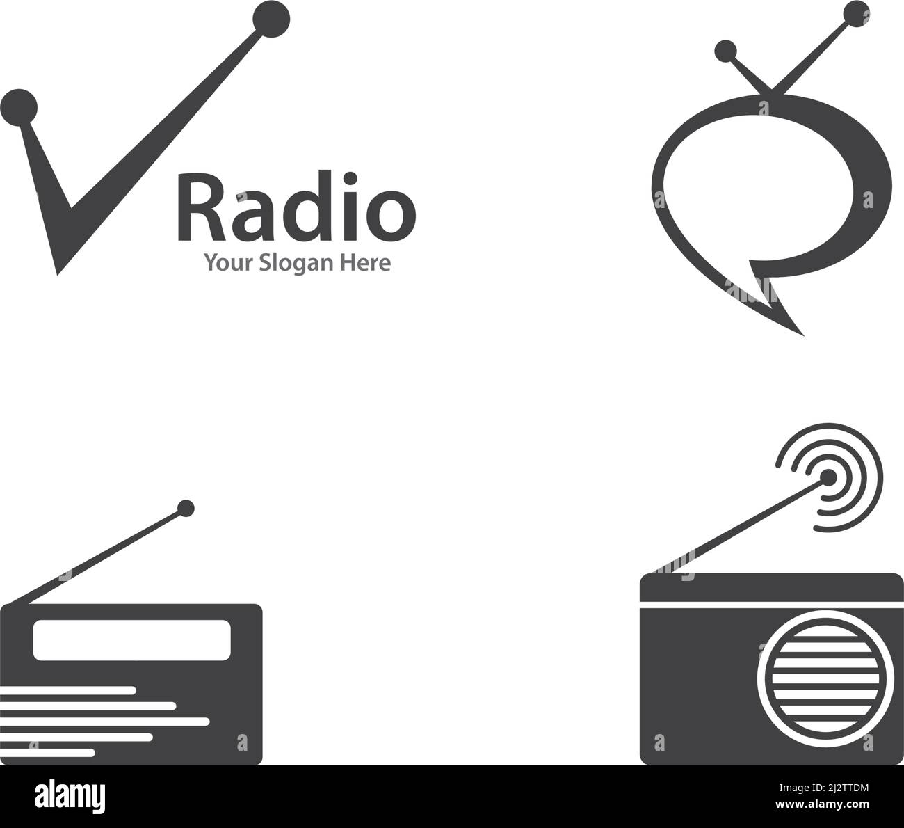 Design vettoriale del logo radio Broadcasting Illustrazione Vettoriale