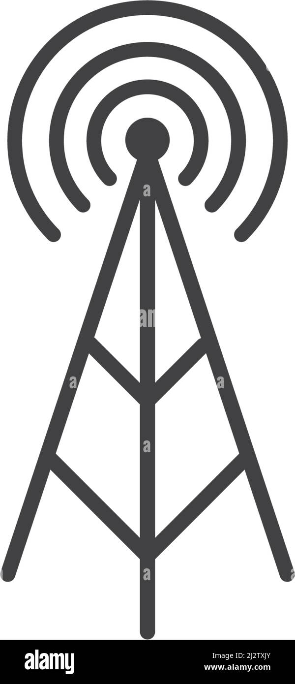 Illustrazione del logo della torre wireless icona vettoriale design piatto Illustrazione Vettoriale