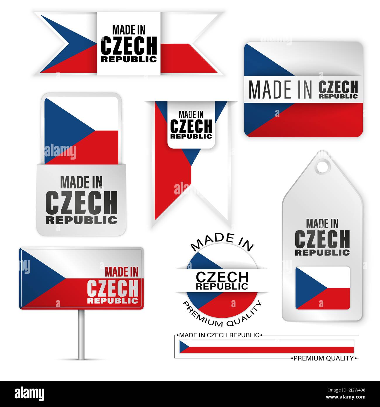 Realizzato in set di etichette e grafici cechi. Alcuni elementi di impatto per l'uso che si desidera fare di esso. Illustrazione Vettoriale