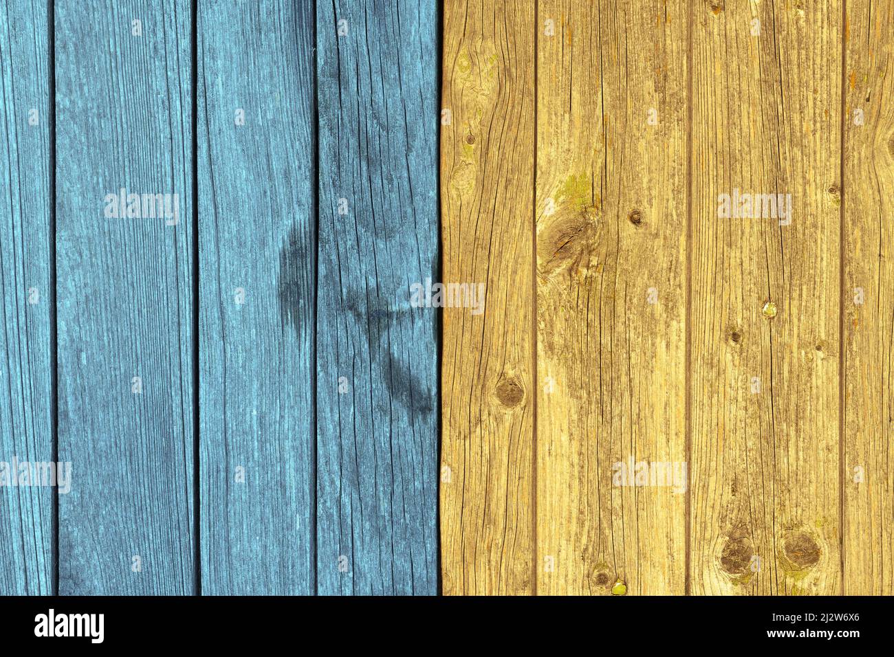 Sfondo di piastrelle di legno giallo e blu multicolore Foto Stock