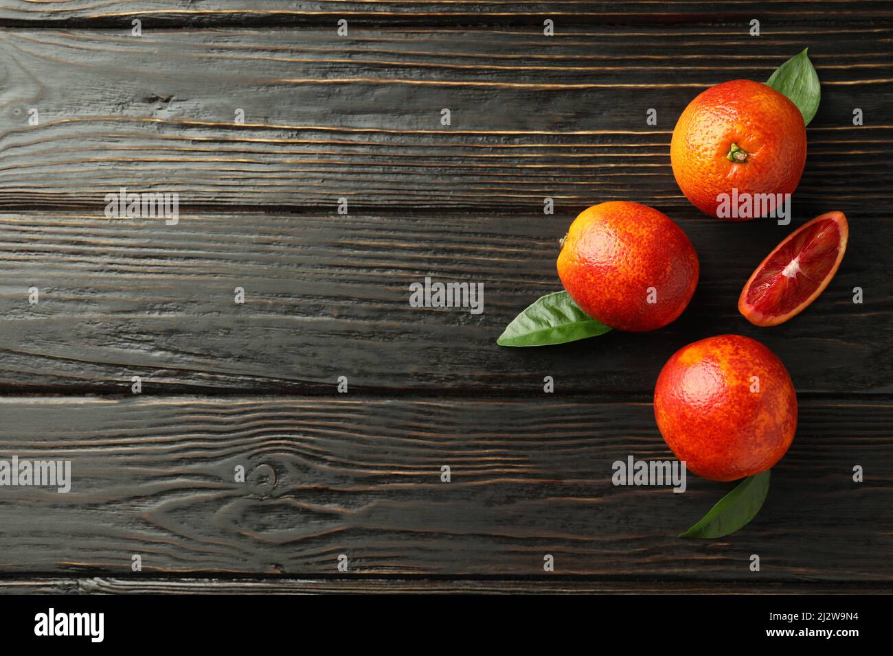 Concetto di agrumi con arancio rosso, spazio per testo Foto Stock