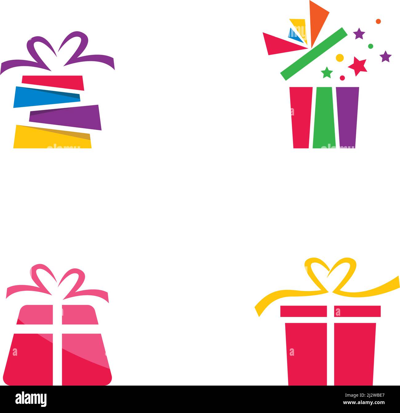 Confezione regalo, logo del negozio di articoli da regalo, design Vector Illustrazione Vettoriale