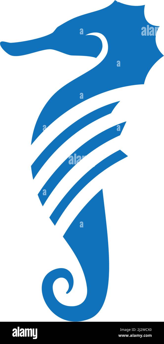 Sea Horse illustrazione logo vettoriale flat design Illustrazione Vettoriale