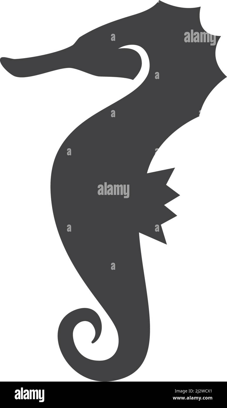 Sea Horse illustrazione logo vettoriale flat design Illustrazione Vettoriale