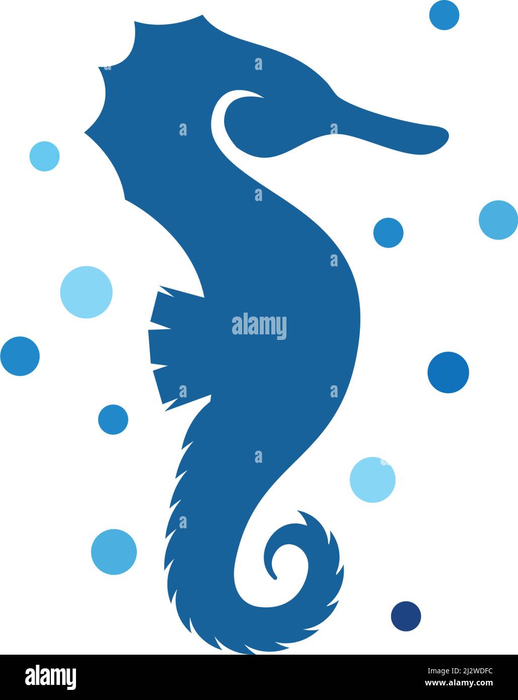 Sea Horse illustrazione logo vettoriale flat design Illustrazione Vettoriale