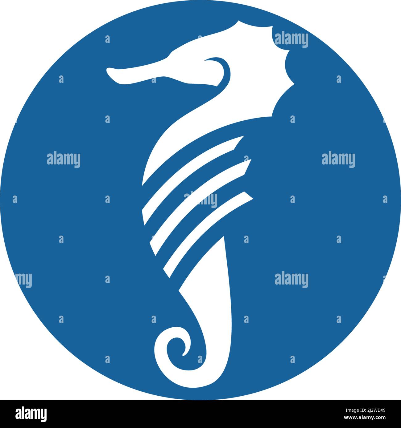 Sea Horse illustrazione logo vettoriale flat design Illustrazione Vettoriale