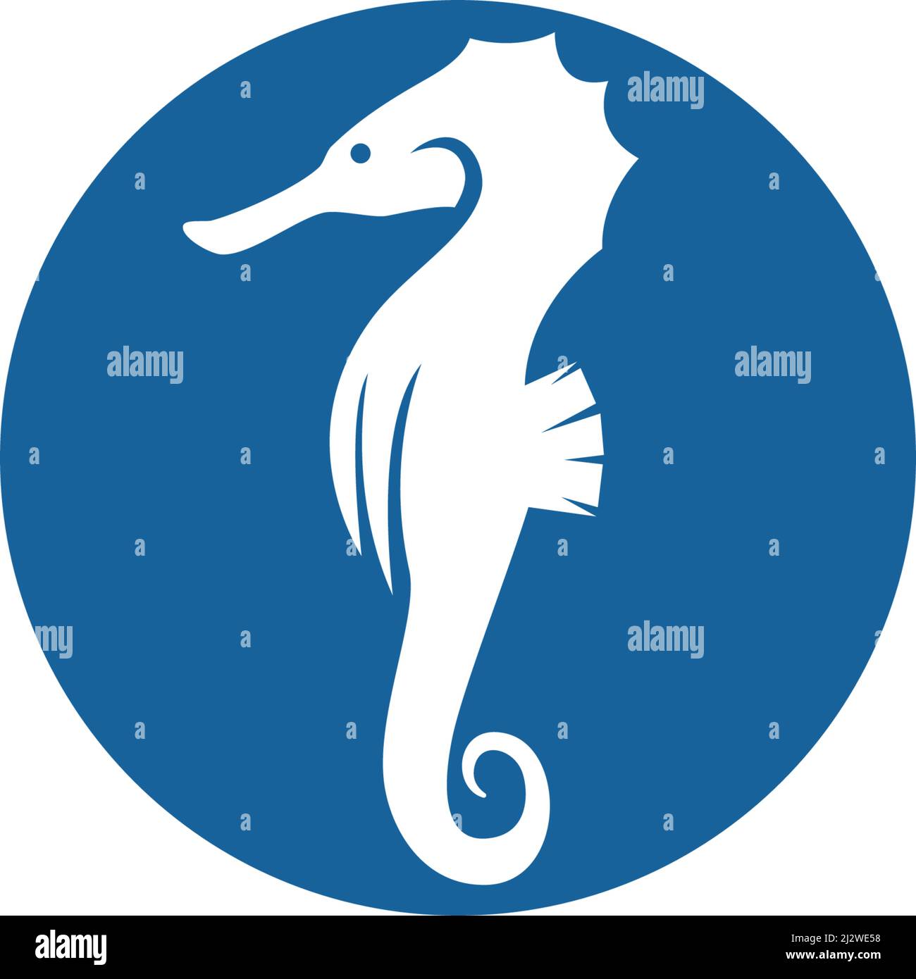 Sea Horse illustrazione logo vettoriale flat design Illustrazione Vettoriale