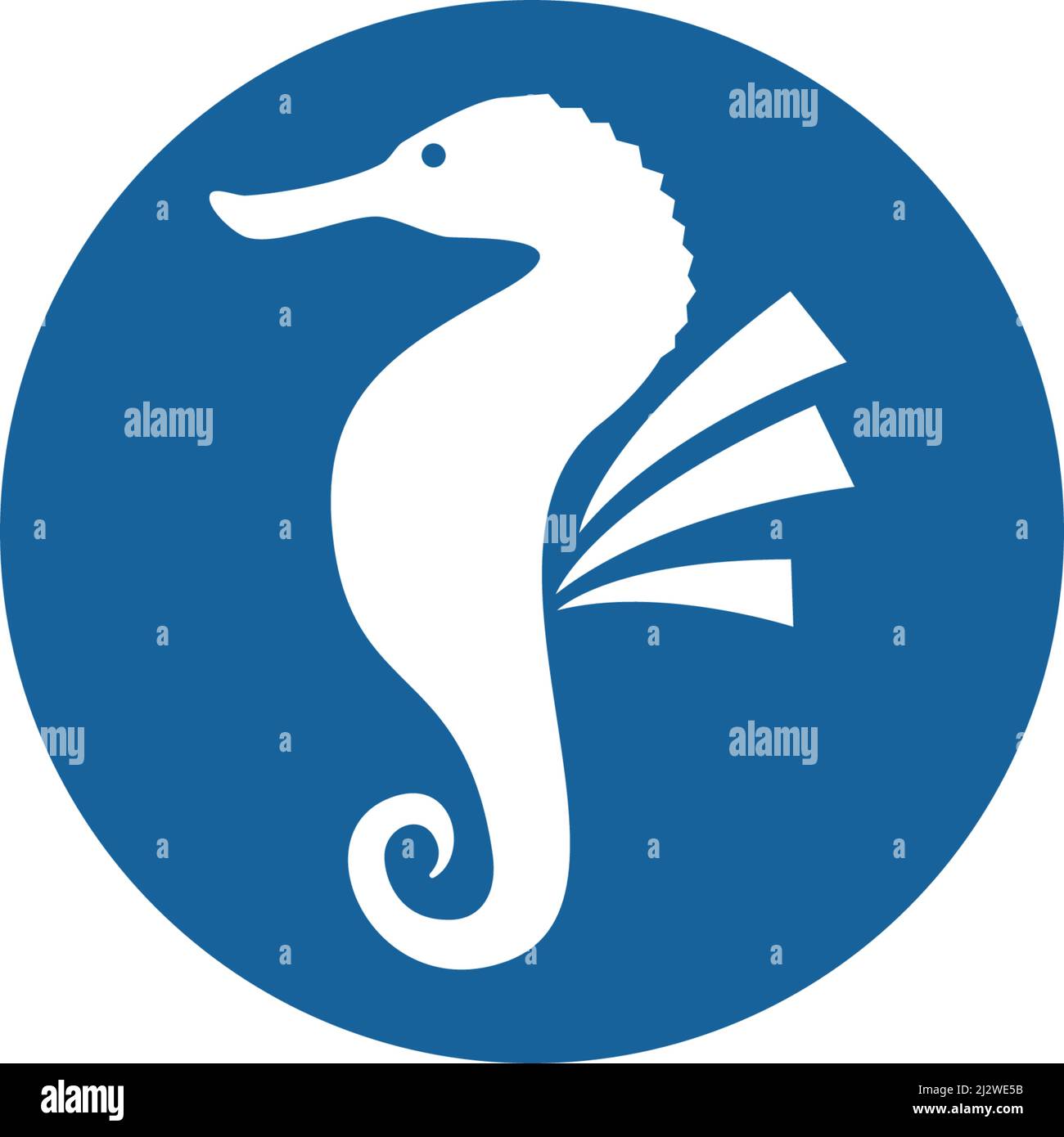 Sea Horse illustrazione logo vettoriale flat design Illustrazione Vettoriale