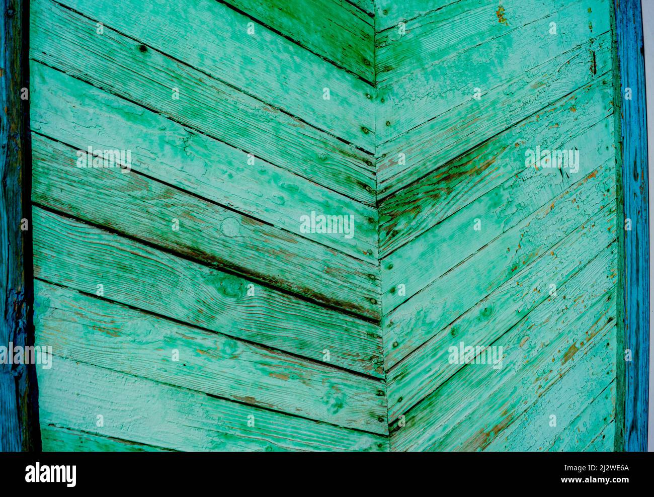 Pannelli di texture sbiaditi tavole di legno verde pallido Foto Stock