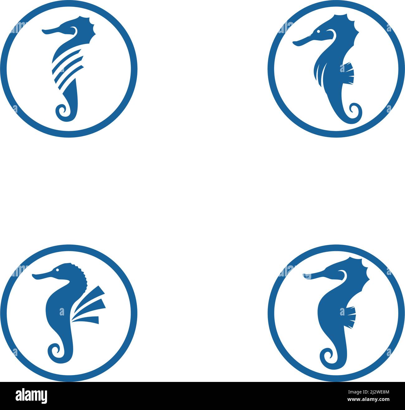 Sea Horse illustrazione logo vettoriale flat design Illustrazione Vettoriale
