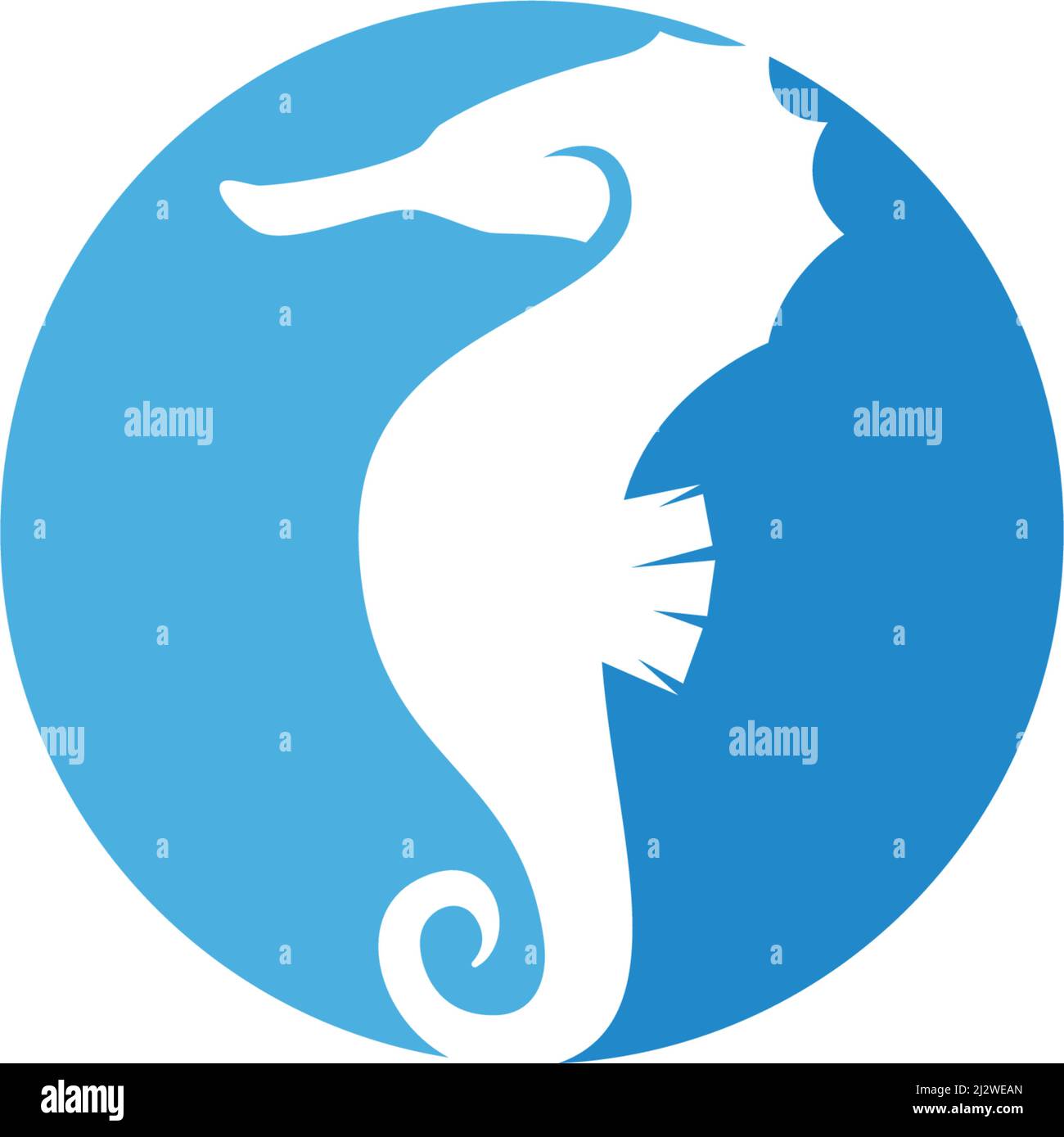 Sea Horse illustrazione logo vettoriale flat design Illustrazione Vettoriale