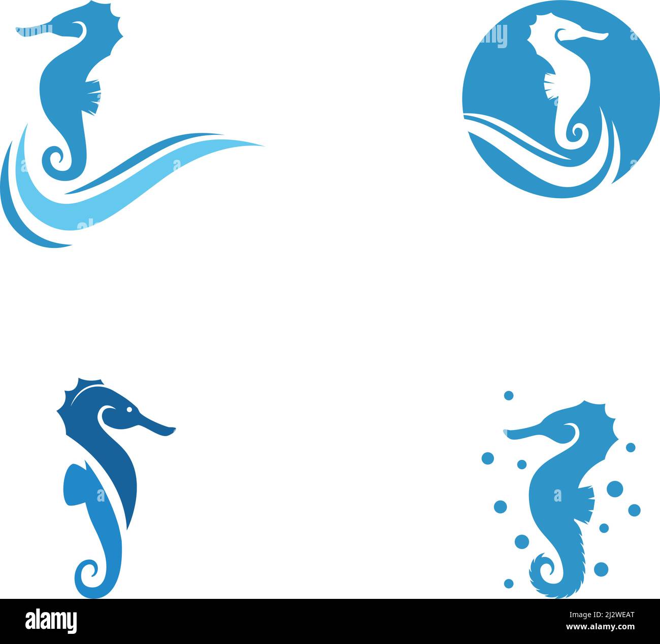 Sea Horse illustrazione logo vettoriale flat design Illustrazione Vettoriale