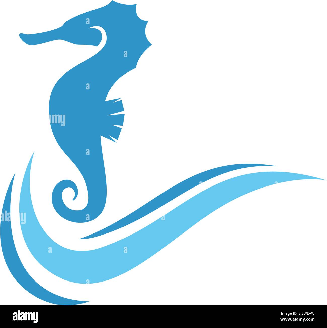 Sea Horse illustrazione logo vettoriale flat design Illustrazione Vettoriale