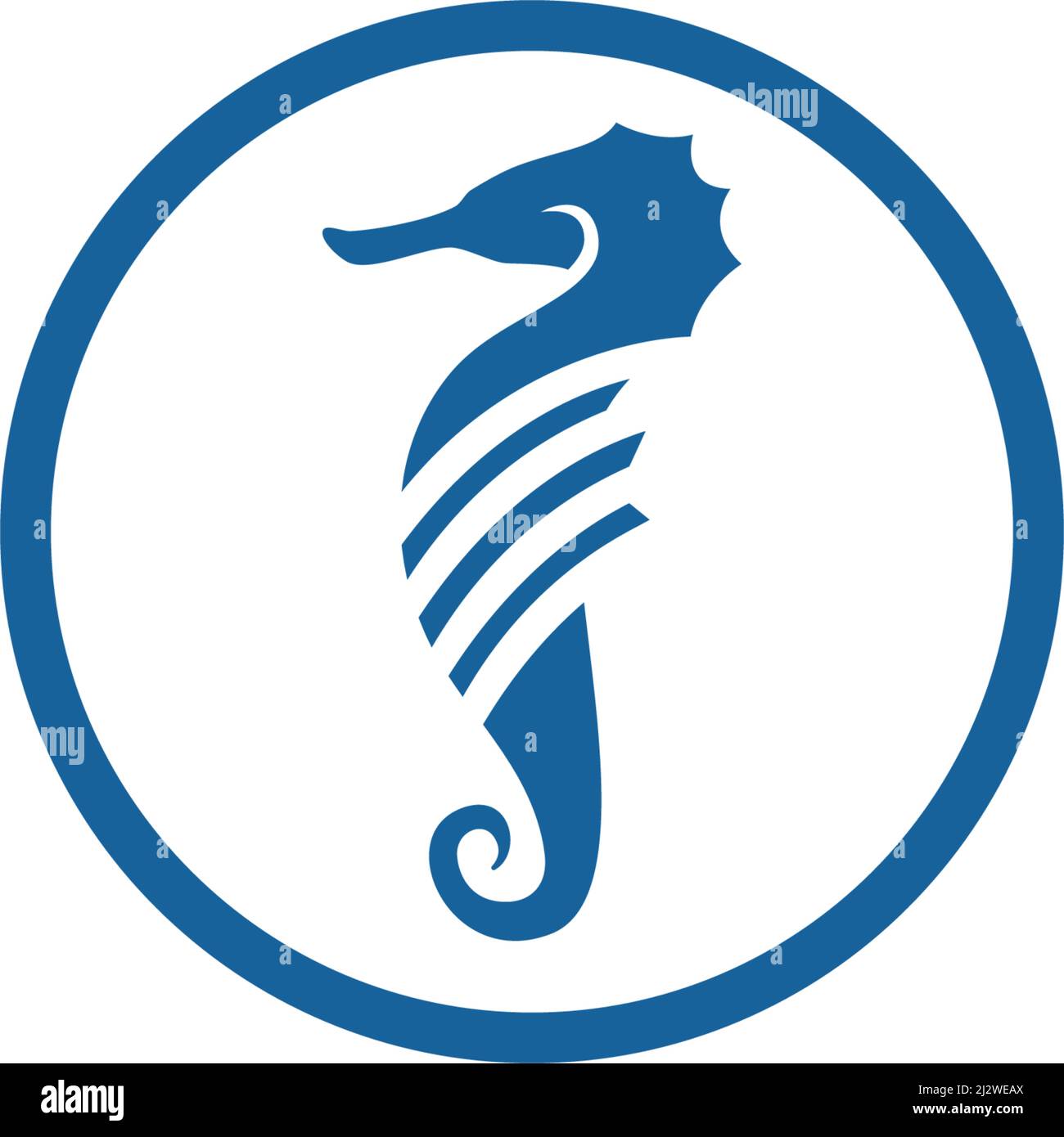 Sea Horse illustrazione logo vettoriale flat design Illustrazione Vettoriale
