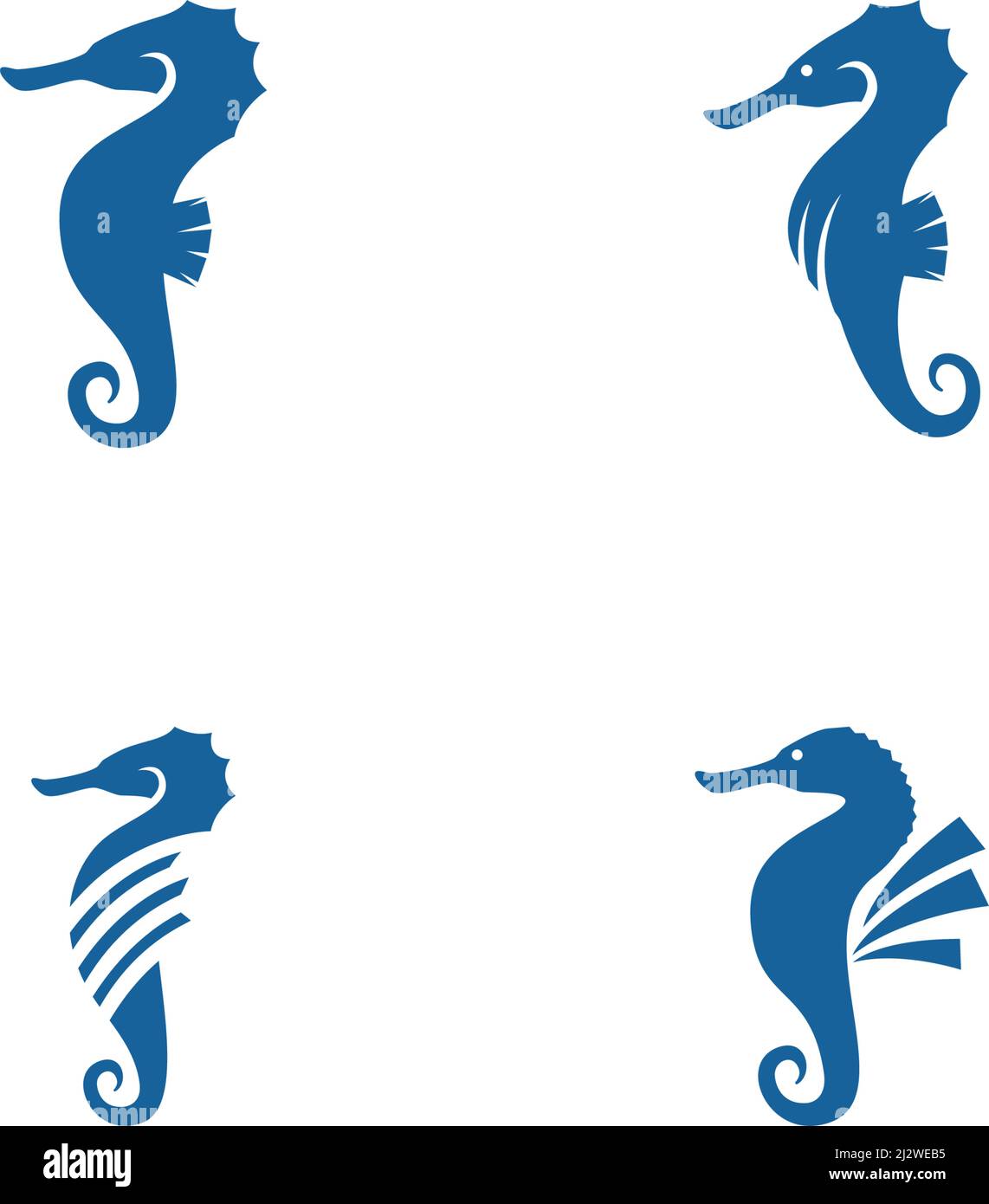 Sea Horse illustrazione logo vettoriale flat design Illustrazione Vettoriale