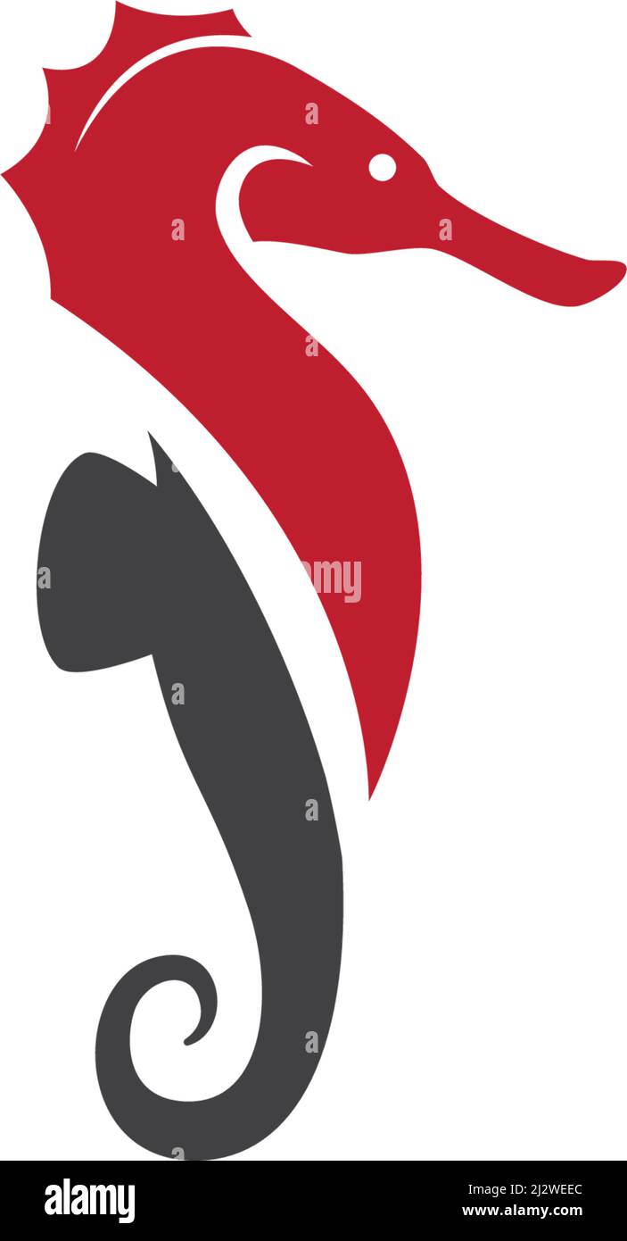 Sea Horse illustrazione logo vettoriale flat design Illustrazione Vettoriale