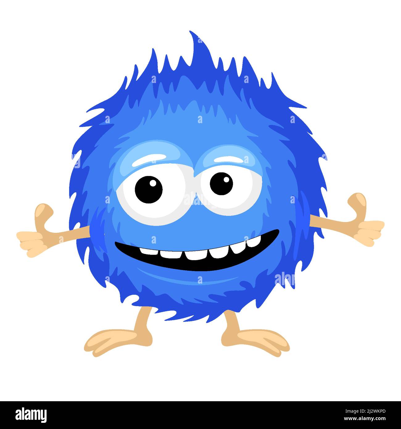 Il mostro soffice vettoriale è di colore blu. Carattere divertente Illustrazione Vettoriale