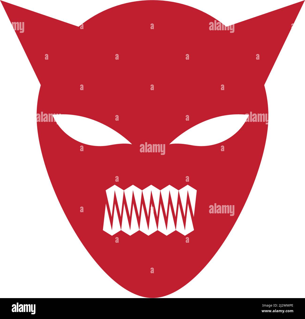 Modello vettoriale di ilustration del logo del diavolo Illustrazione Vettoriale