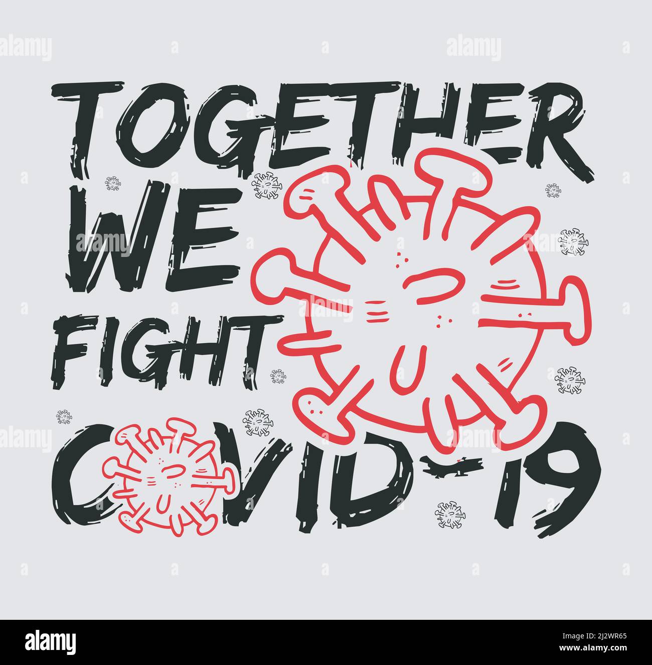 Insieme combattiamo corona virus tshirt design template file vettoriale. Covid-19 Corona virus file vettoriale Illustrazione Vettoriale