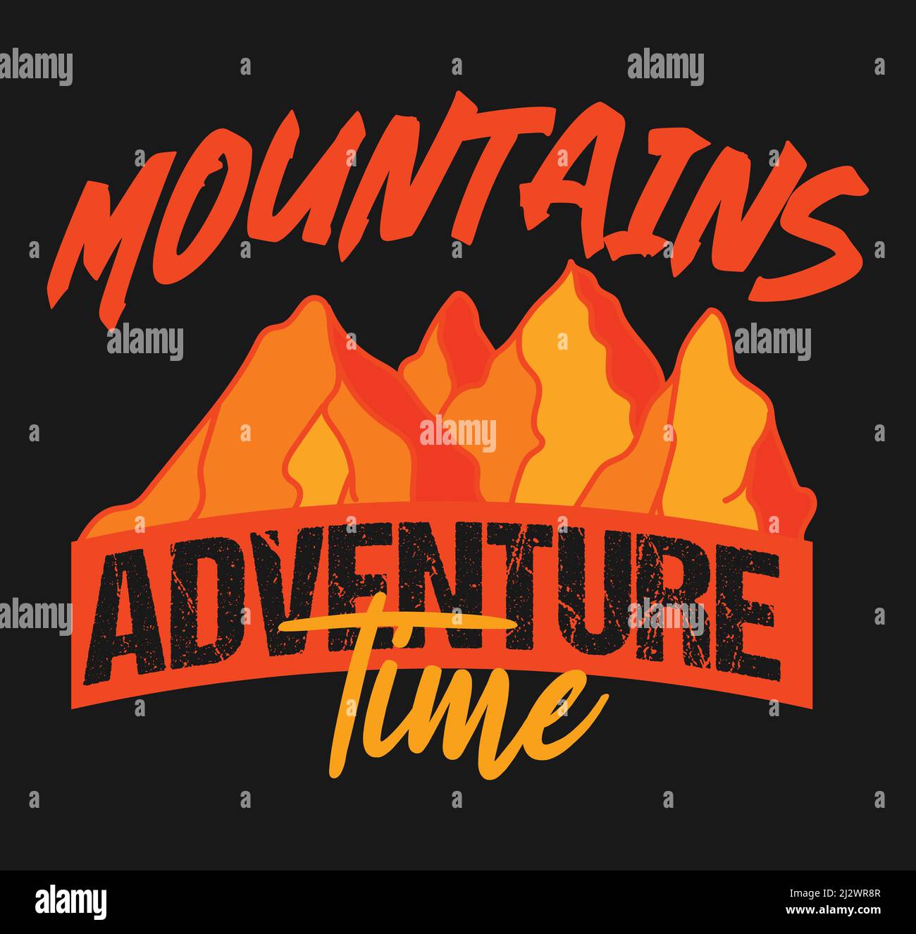 Montagne Avventura Time Tirt Design modello file vettoriale. Modello di design per tshirt Mountains Adventure Comping Illustrazione Vettoriale