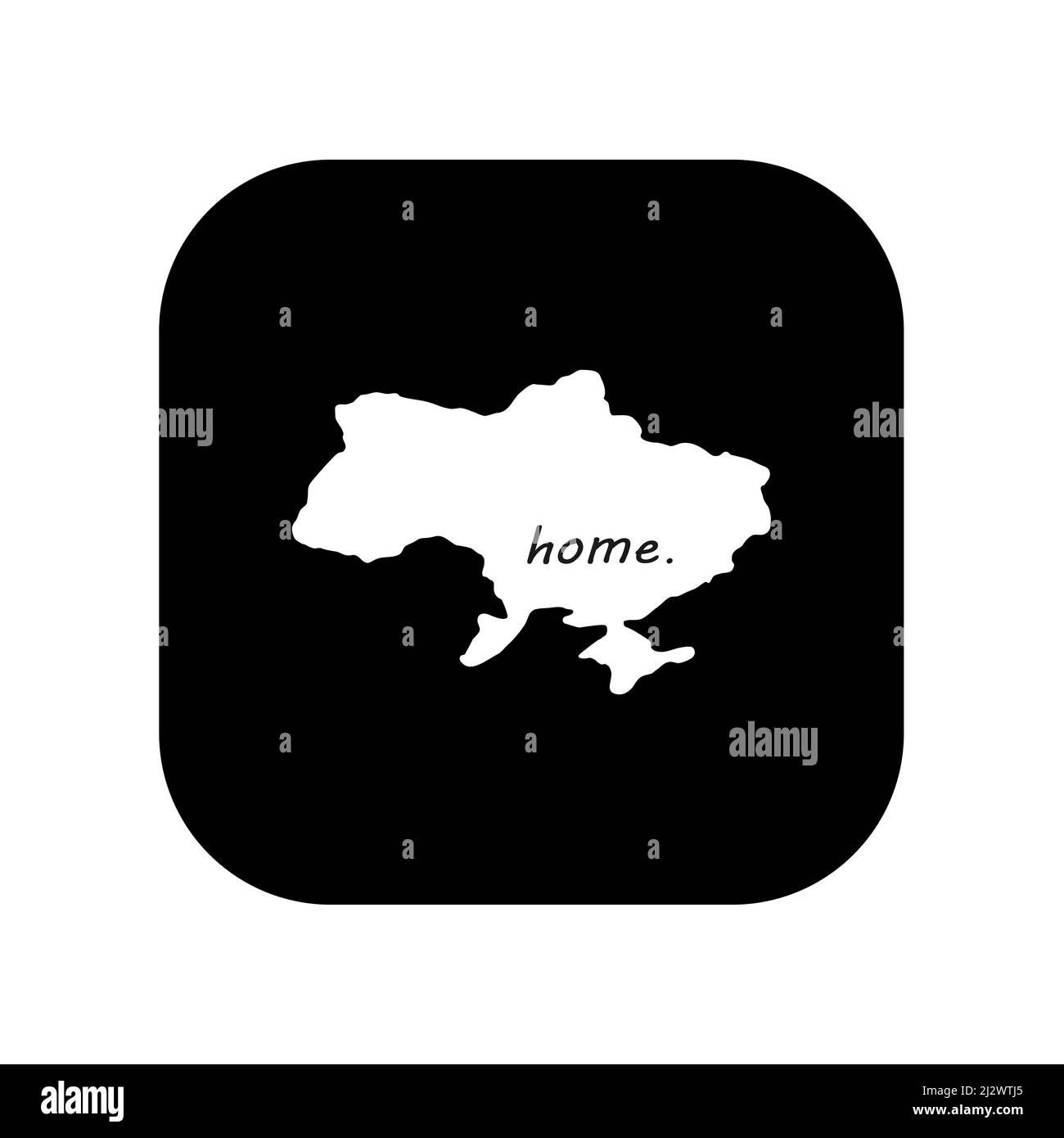 Icona per l'uso in applicazioni di vari gadget. Mappa del paese l'Ucraina è la mia casa. Stile minimalista e piatto. Illustrazione Vettoriale
