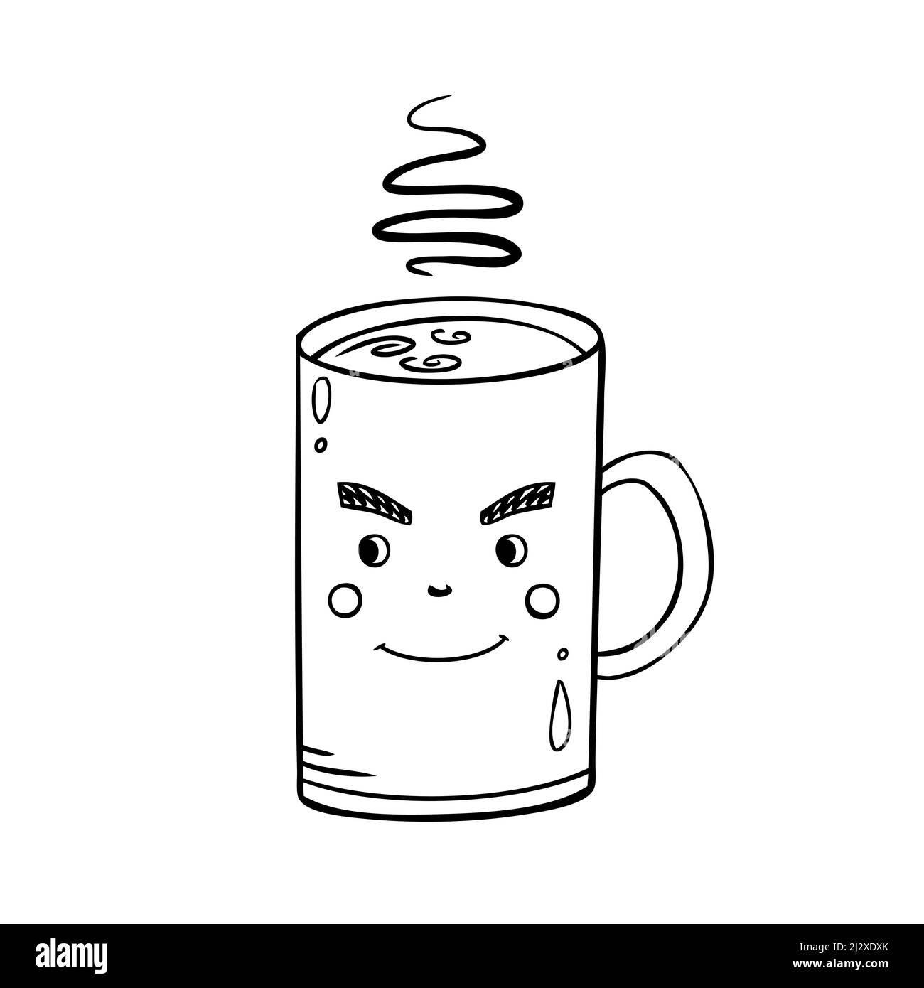 Una tazza carina di bevanda calda. Illustrazione vettoriale in stile doodle Illustrazione Vettoriale