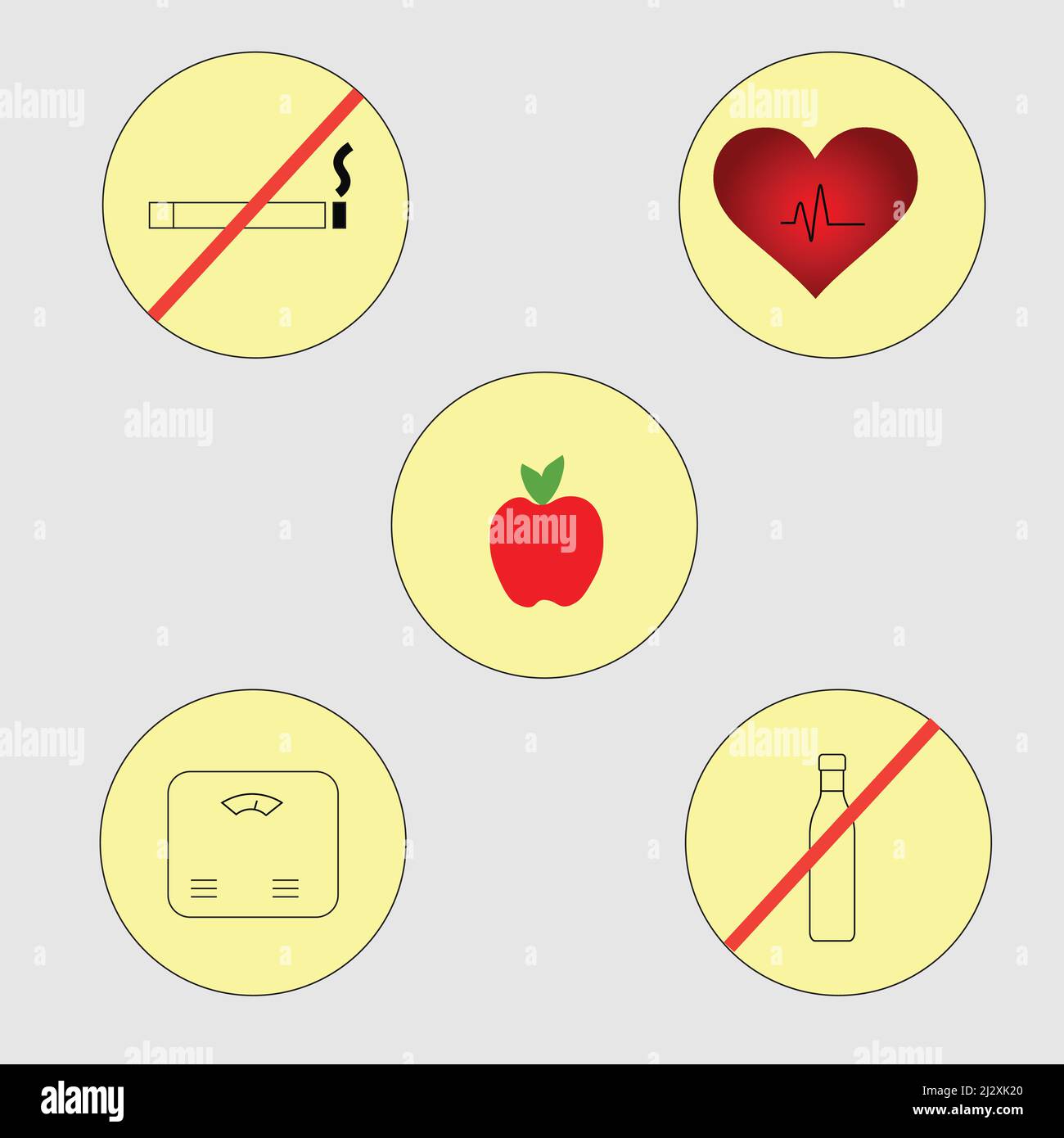 Icone dieta stile di vita sano Illustrazione Vettoriale