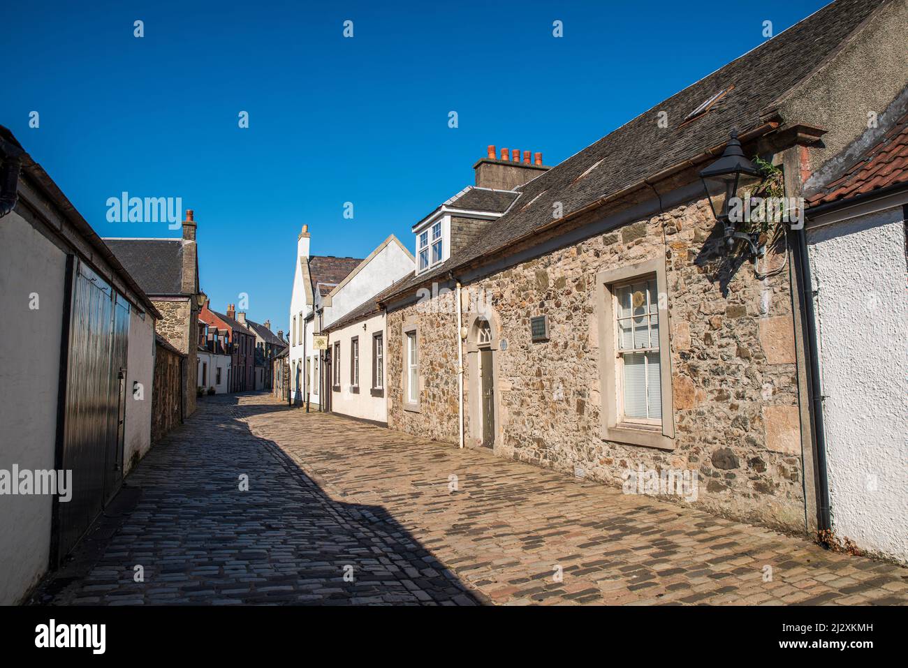 Una vista della Glasgow Vennel associata a Robert Burns a Irvine nel North Ayrshire, in Scozia. Foto Stock