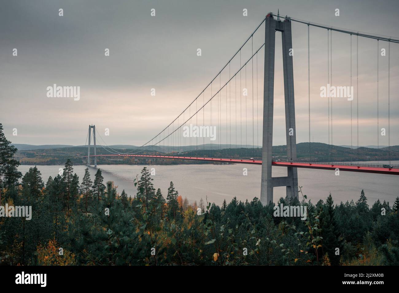 Ponte di Högakustenbron a Höga Kusten, nella parte orientale della Svezia Foto Stock