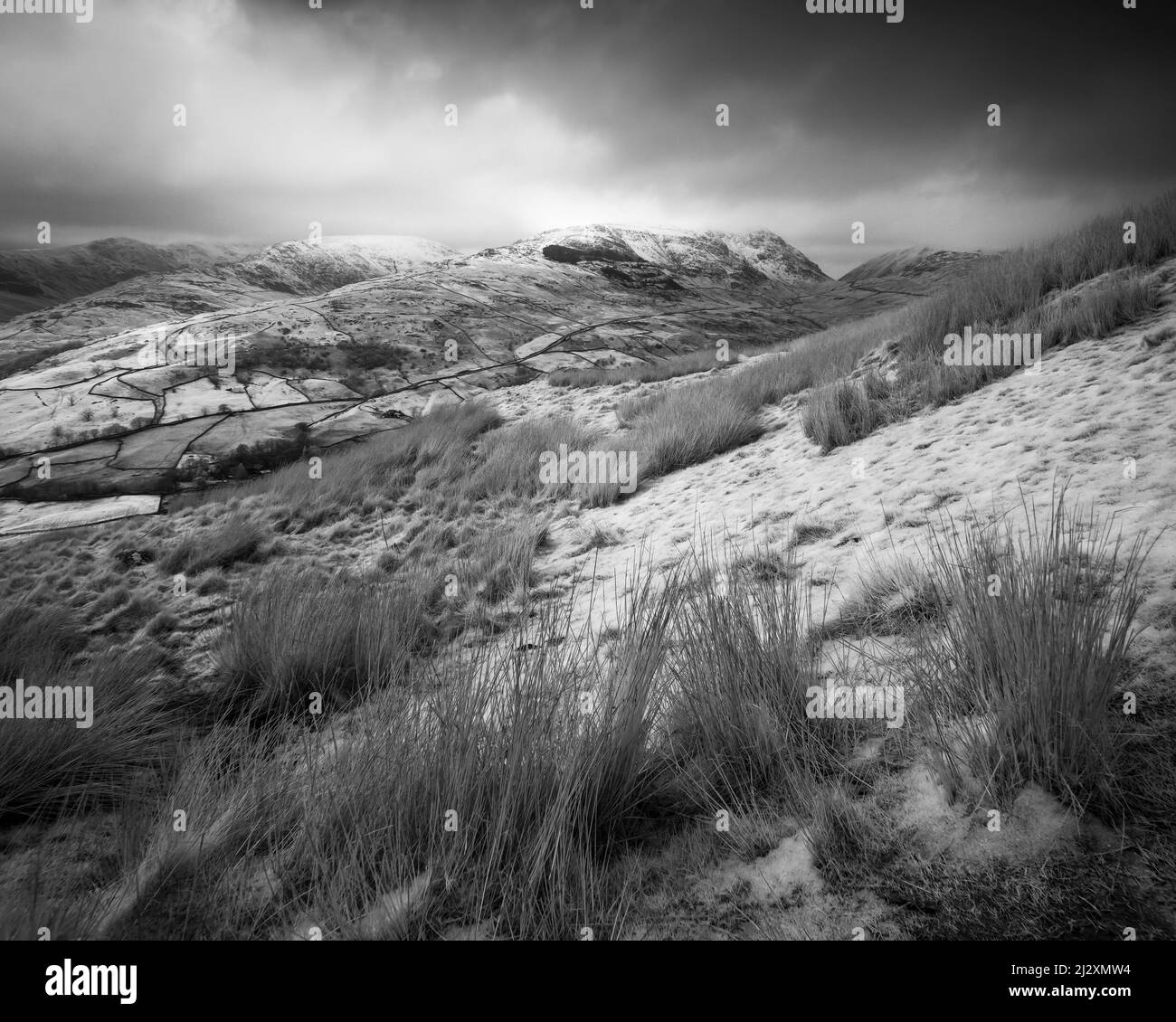 Scandale cadde dal versante occidentale di Wansfell nel Lake District National Park, Cumbria, Inghilterra. Foto Stock