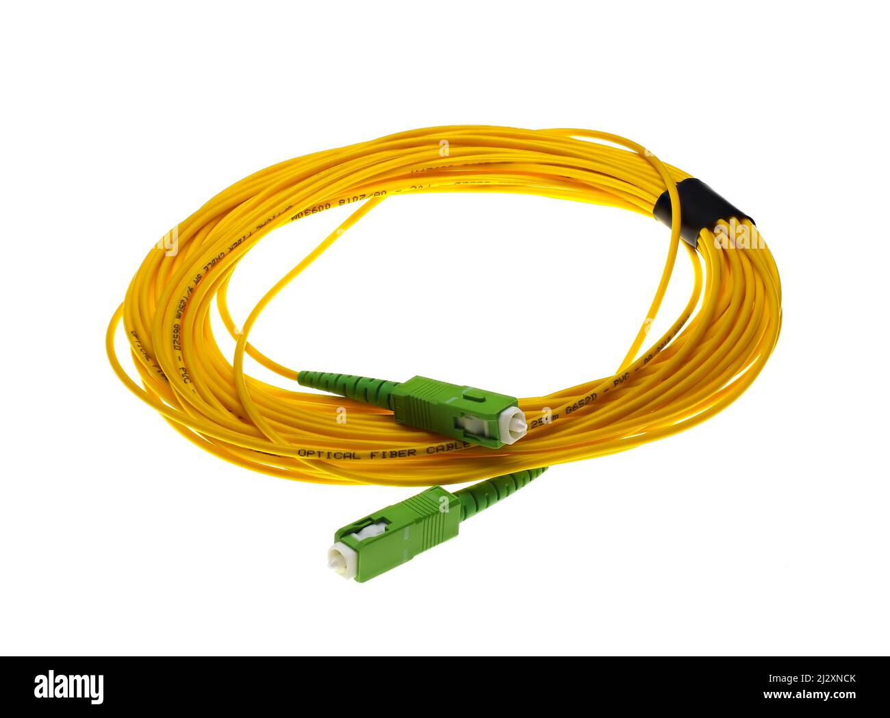 Cavo patch in fibra ottica simplex SC-APC a SC-APC monomodale per sistemi FTTH Foto Stock