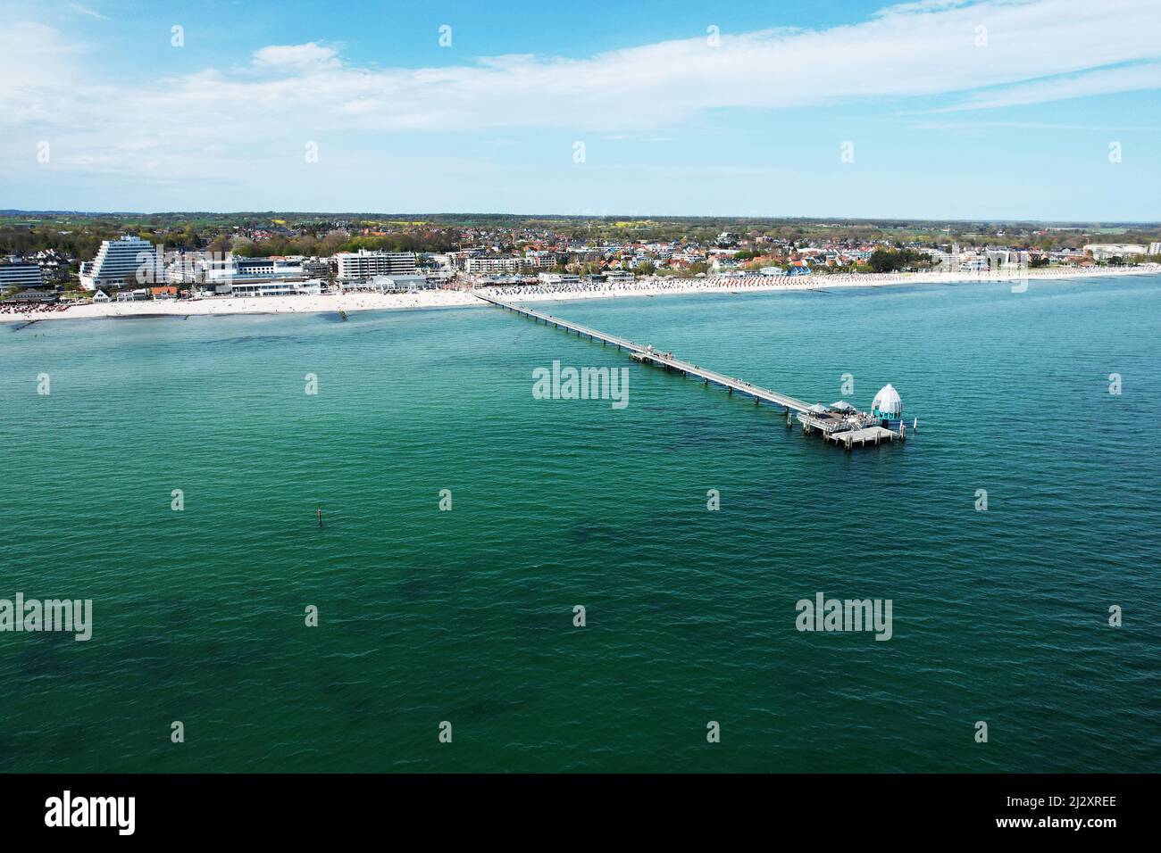 Vista aerea del Mar Baltico da Gromitz a Ostholstein, Schleswig-Holstein, Germania Foto Stock