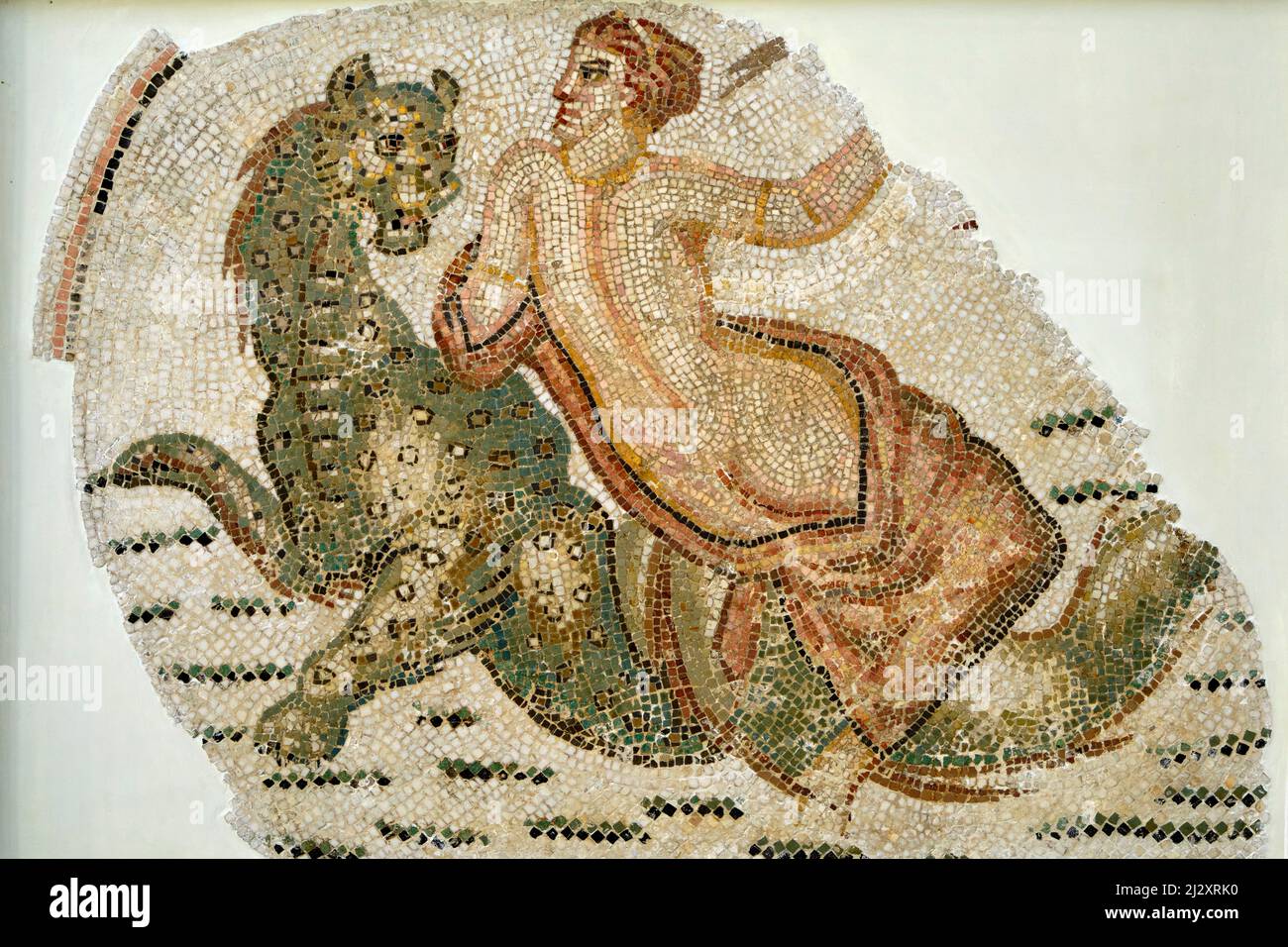 Tunisia, Sousse, museo archeologico, mosaico raffigurante una Nereide su una tigre marina, fine del 2nd secolo Foto Stock