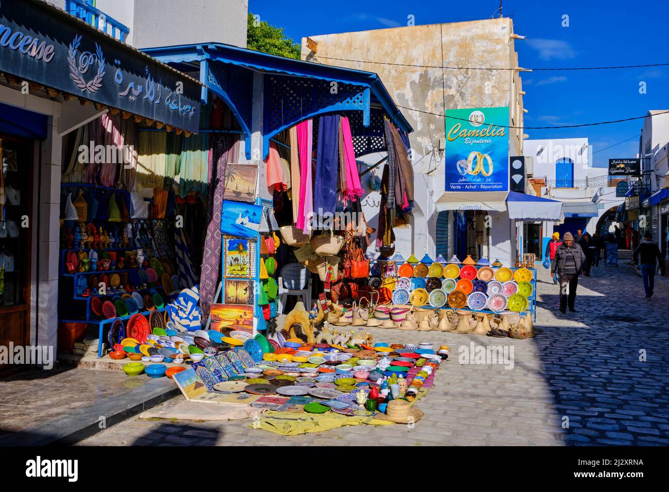 Tunisia, regione meridionale, Governatorato di Medenine, isola di Djerba, Houmt-Souk, il souk Foto Stock