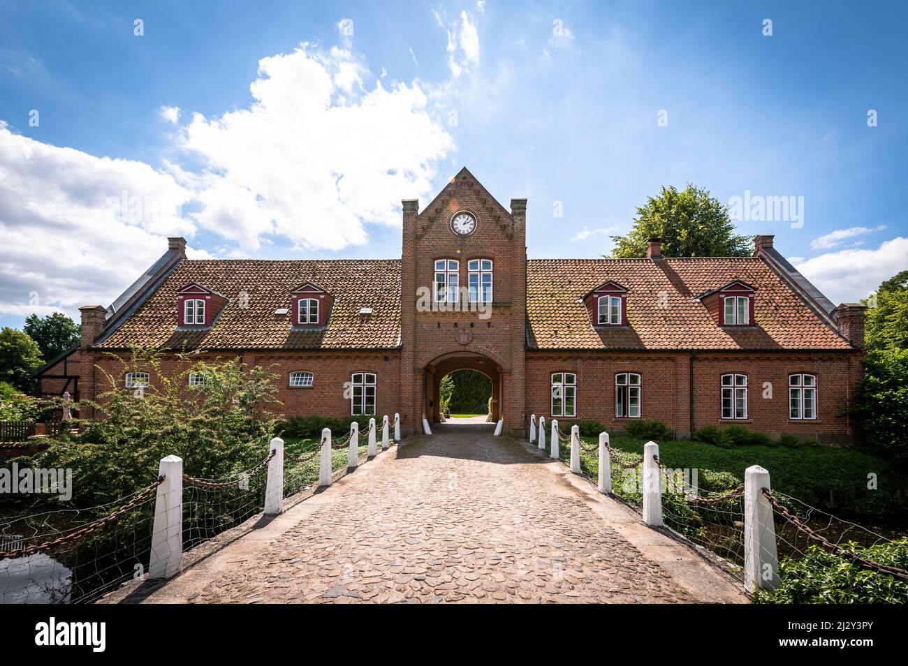 Vista della casa di controllo a Petersdorf, Lensahn, Ostholstein, Schleswig-Holstein, Germania Foto Stock