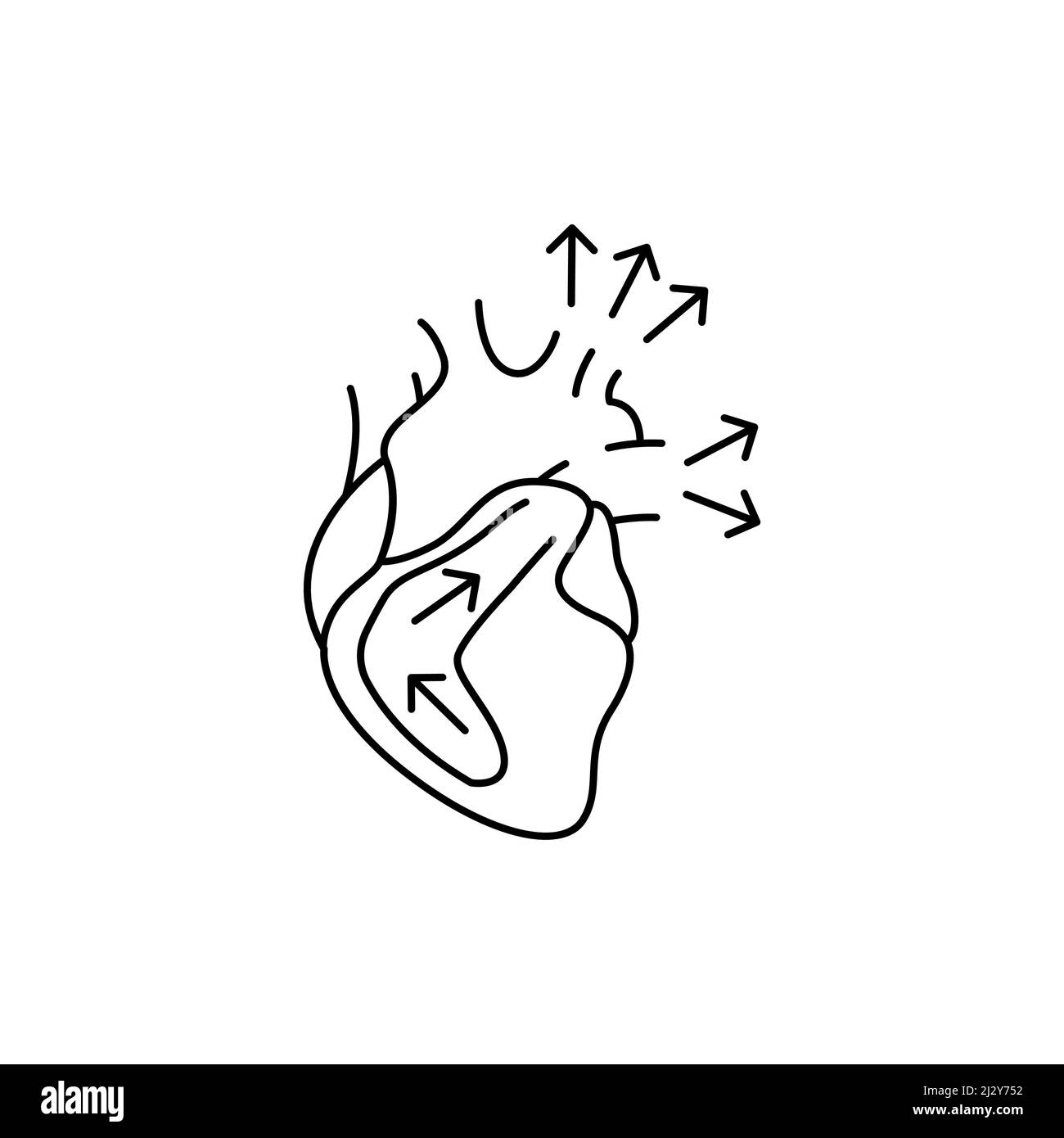 Icona della linea a colori diastolica. Malattie umane. Pittogramma per pagina web, app mobile, promo. Illustrazione Vettoriale