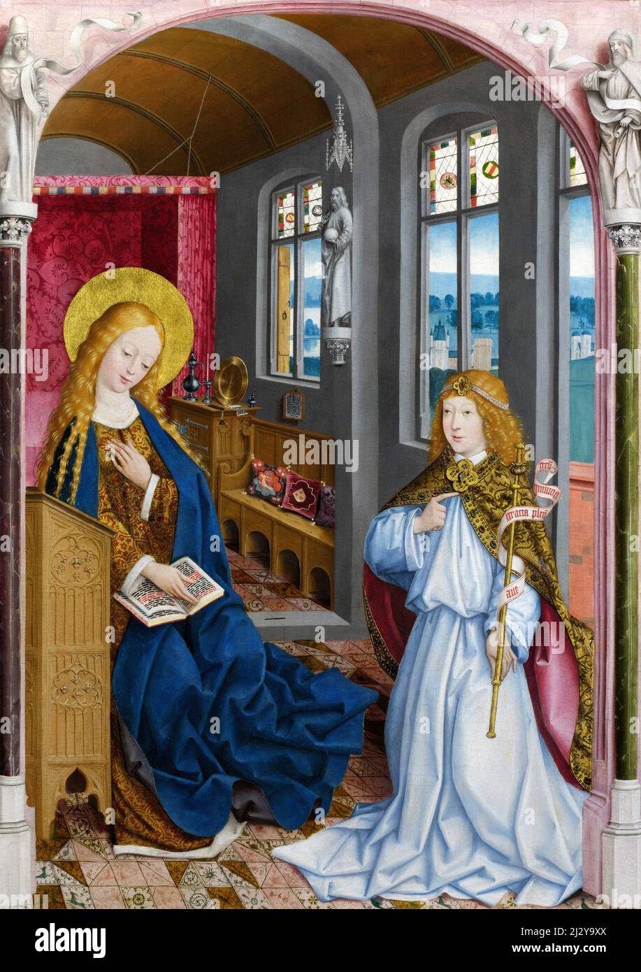 L'Annunciazione dell'artista westfaliano, il Maestro di Liesborn, olio su quercia, c.. 1470-80 Foto Stock